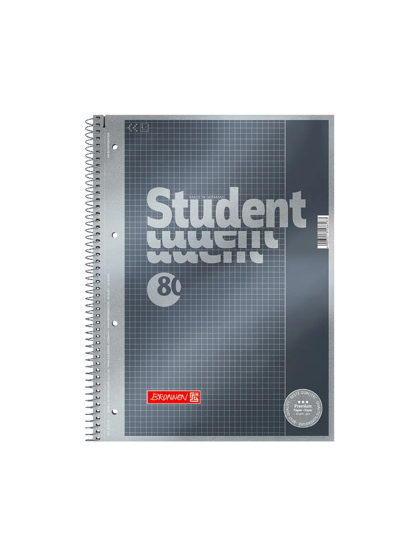 BRUNNEN VERLAG | Brunnen Collegeblock Premium A4  Kariert Spiralbindung 80 Blatt | 